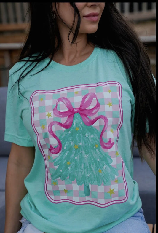 Teal Christmas Tree T-Shirt