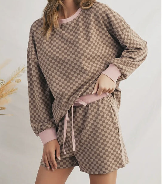 Brown Checkered 2 piece set