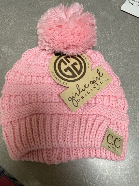 Lulu Mac pom pale pink kid beanie