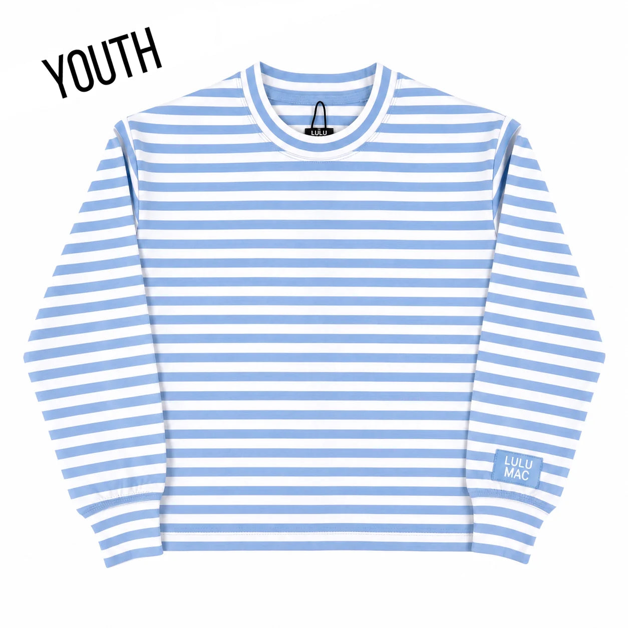 Lulu Mac youth light blue knit stripe long sleeve