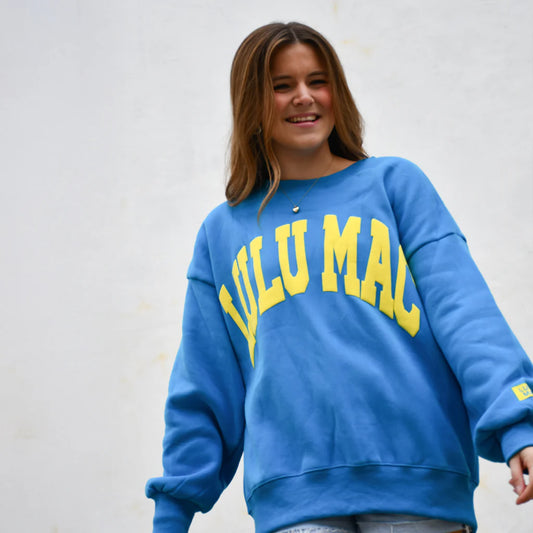Lulu Mac Cyan with Yellow Puff Sweatshirt
