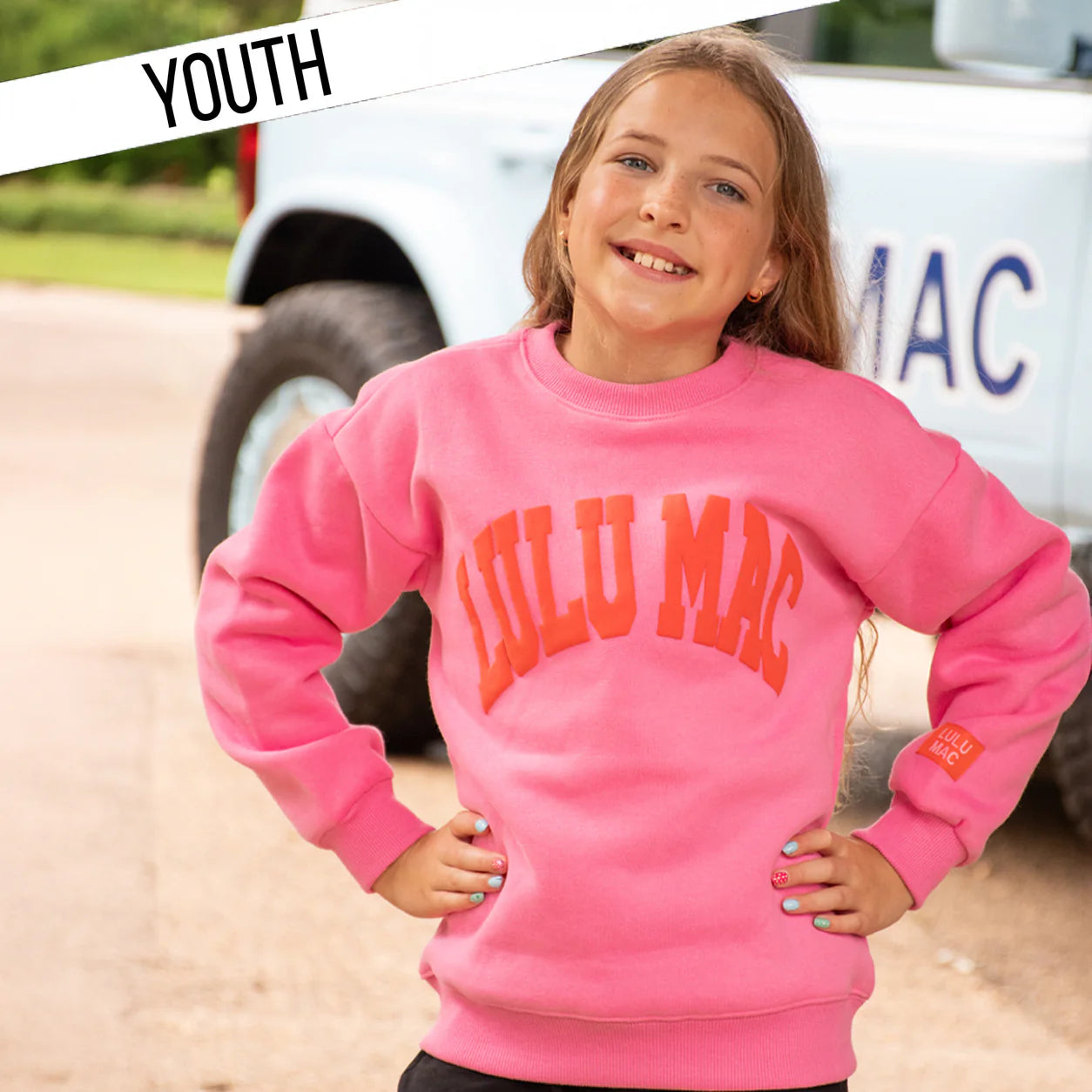 Lulu Mac youth pink/orange puff sweatshirt