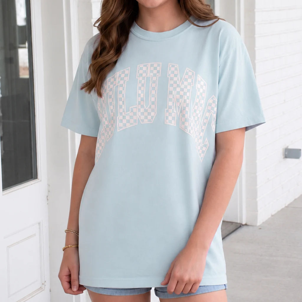 Lulu Mac Checkered Chambray T-Shirt