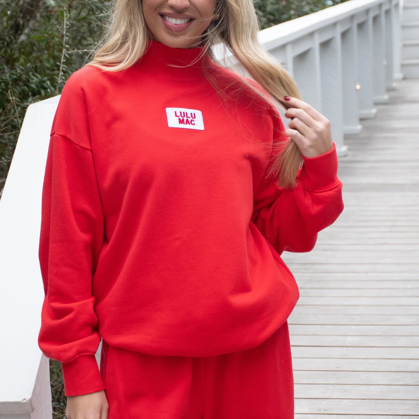 Lulu Mac red mock neck top