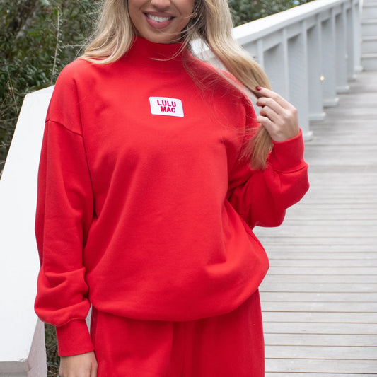 Lulu Mac red mock neck top