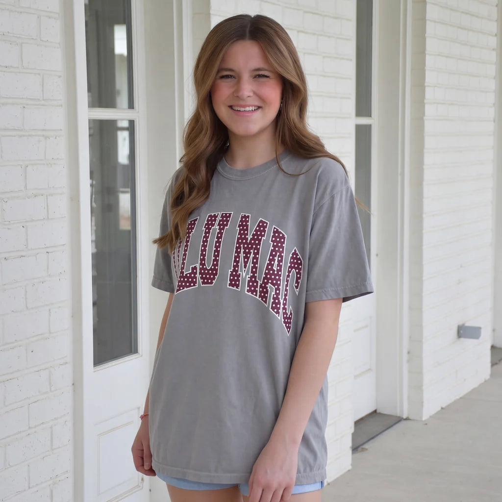 Lulu Mac Maroon/White Polka Dot Granite T-Shirt