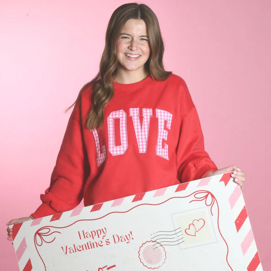 Lulu Mac red  LOVE with pink gingham
