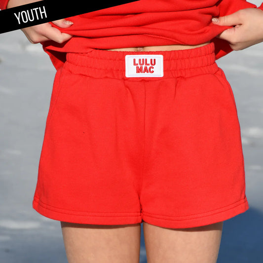 Lulu Mac Red Terry Shorts Youth