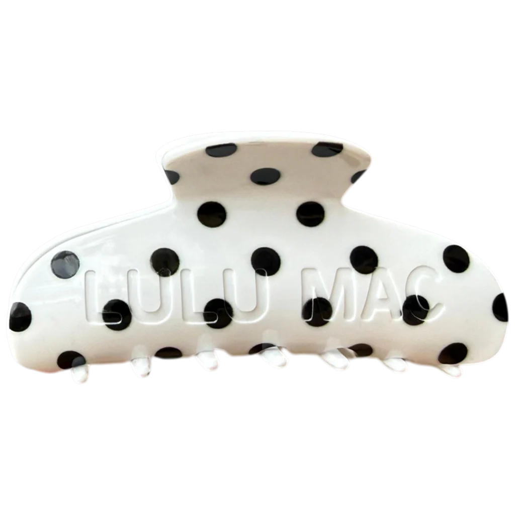 Lulu Mac white with black dots hair clip