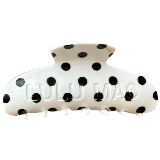 Lulu Mac white with black dots hair clip